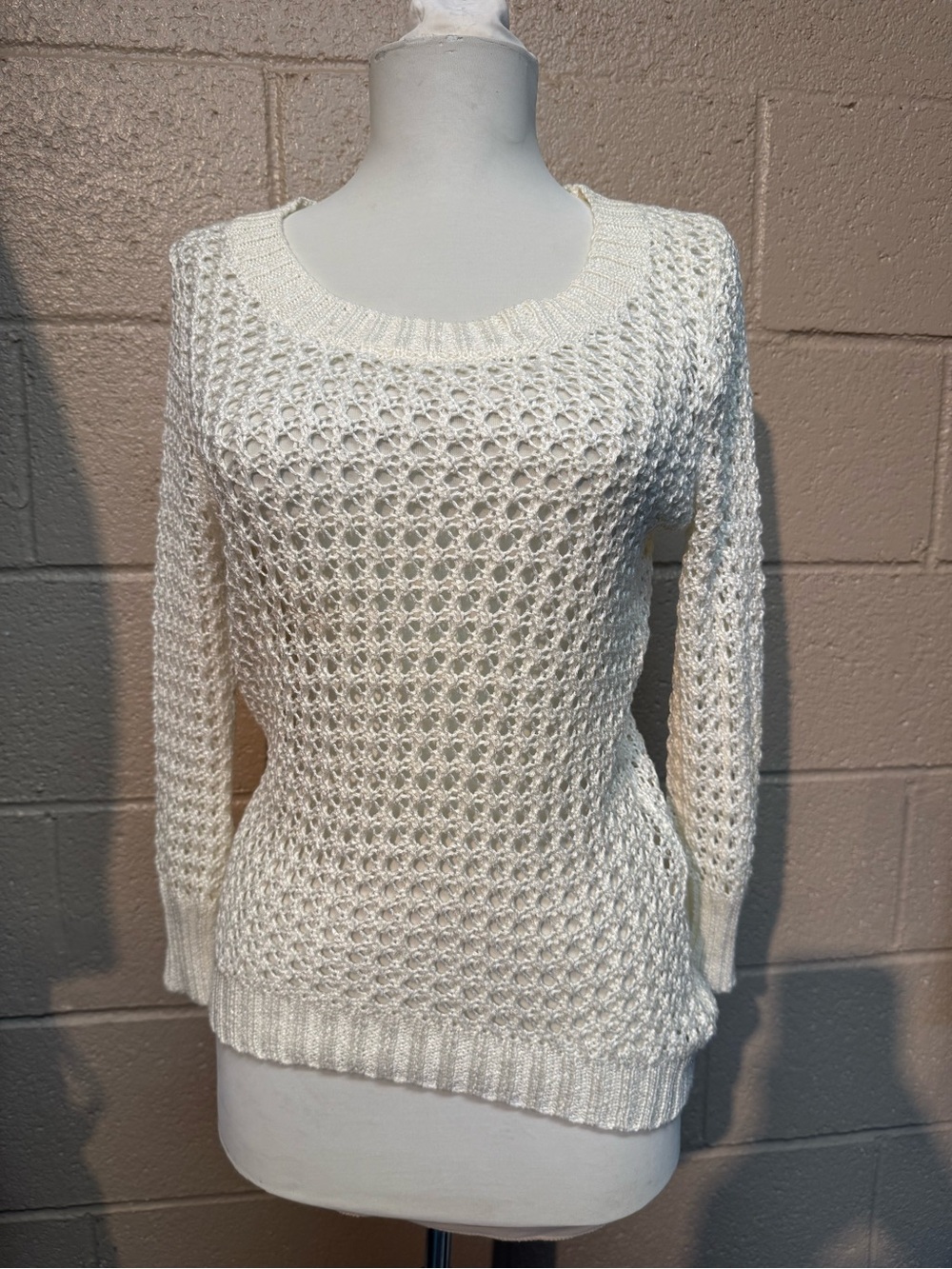 Rue21 Cream Open Weave Scoop Neck Sweater